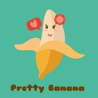 illustratie vector grafische stripfiguur van mooie banaan in kawaii doodle stijl. geschikt voor culinair, dieet, gezonde voeding, sap, natuurproduct, etc.