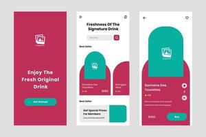 eenvoudige winkel drankje ui ontwerp sjabloon vector. geschikte ontwerptoepassing voor Android en iOS. schone stijl app mobiel vector