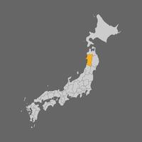 akita prefectuur gemarkeerd op de kaart van japan vector