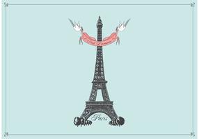 Gratis Handgetekende Eiffeltoren Vector Achtergrond