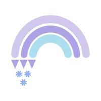 winter regenboog in vlakke stijl. leuke illustratie in blauw op het thema kerst, nieuwjaar, gezellige winter. voor het ontwerpen van kaarten, prints, vakantiedrukwerk, patronen, inpakpapier vector