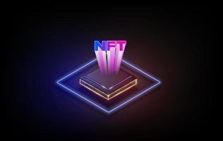 token nft-tekst op cpu-chip met digitale printplaatachtergrond. concept van nft wordt populairder en bekender. product van crypto-valutatechnologie vector