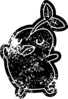 grunge pictogram kawaii schattig kiemen boon vector