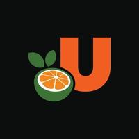 alfabet oranje u-logo vector