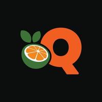 alfabet oranje q logo vector