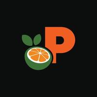 alfabet oranje p logo vector