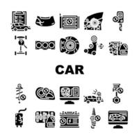 auto service technisch onderhoud pictogrammen instellen vector