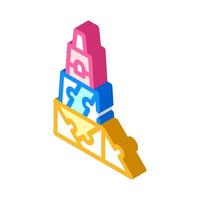 3D-constructeur en puzzel speelgoed isometrische pictogram vectorillustratie vector