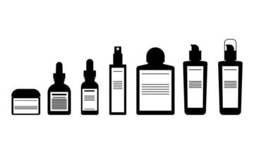 silhouet bodylotions, serum, huidverzorgingspomp, verpakkingsfles cosmetisch plat ontwerp vector