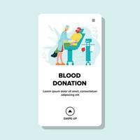 bloeddonatie vrijwilliger in kliniek kabinet vector