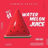 sociale media watermeloen sap verkoop post ontwerpsjabloon. bericht op sociale media. watermeloensap