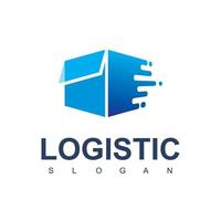snel bewegende doos, logistieke logo-ontwerpvector vector
