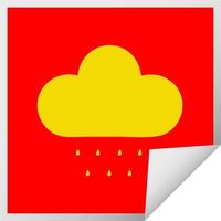 vierkante peeling sticker cartoon regenwolk vector