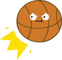 platte kleur retro cartoon basketbal vector