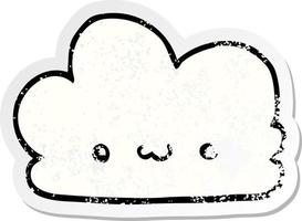 verontruste sticker van een schattige cartoonwolk vector