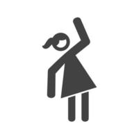 vrouw die glyph zwart pictogram uitoefent vector