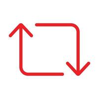 eps10 rode vector retweet pijlen pictogram of logo in eenvoudige platte trendy moderne stijl geïsoleerd op een witte achtergrond