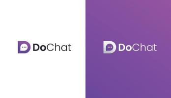 d chatten app gradiënt logo ontwerp, dochat letter d chat sociale media app logo pictogram vector