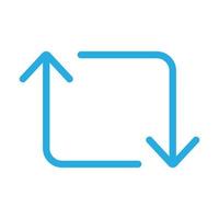 eps10 blauwe vector retweet pijlen pictogram of logo in eenvoudige platte trendy moderne stijl geïsoleerd op een witte achtergrond