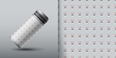 konijn naadloos patroon met fles vector