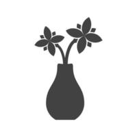 bloemen in vaas glyph zwart pictogram vector
