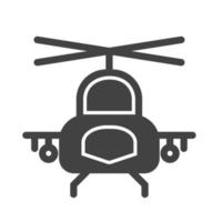 militaire helikopter glyph zwart pictogram vector