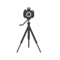 camera op standaard glyph zwart pictogram vector