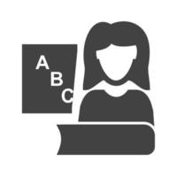 leraar vrouwelijke glyph zwart pictogram vector