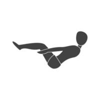 halve boot pose glyph zwart pictogram vector