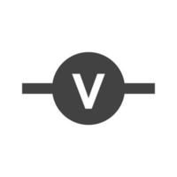 voltmeter glyph zwart pictogram vector