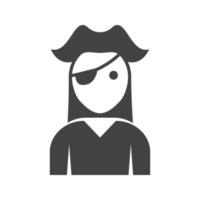 vrouwelijke piraat glyph zwart pictogram vector