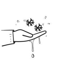 hand getrokken doodle sneeuwvlok ontdooien illustratie vector