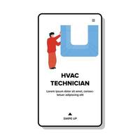 hvac technicus man reparatie of installatie vector