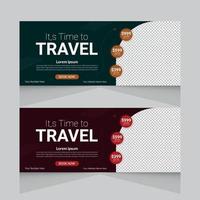 reizen reizen sjabloon voor spandoek, horizontale reclame zakelijke banner lay-out sjabloon platte ontwerpset vector