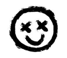 graffiti lachend gezicht gespoten geïsoleerd op wit. vector stedelijke illustratie. zwarte sticker