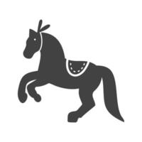 paard uitvoeren glyph zwart pictogram vector