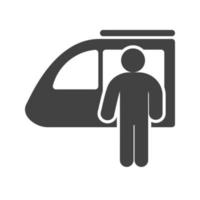 trein arriveert glyph zwart pictogram vector