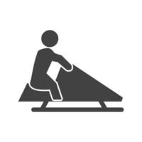 rijden slee glyph zwart pictogram vector