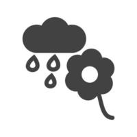 bloem met regen glyph zwart pictogram vector