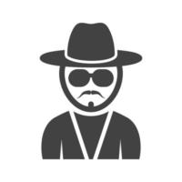 hipster man in tinten glyph zwart pictogram vector