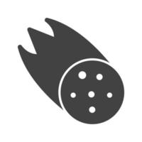 vallende asteroïde glyph zwart pictogram vector