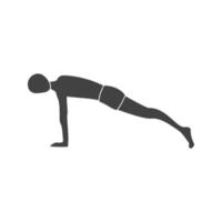 plank pose glyph zwart pictogram vector