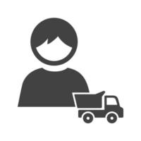 spelen met vrachtwagen glyph zwart pictogram vector