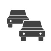 auto's op weg glyph zwart pictogram vector