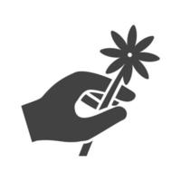 met bloem glyph zwart pictogram vector