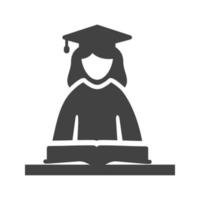 vrouwelijke student glyph zwart pictogram vector