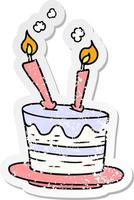 noodlijdende sticker cartoon doodle van een verjaardagstaart vector