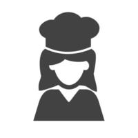 chef-kok vrouwelijke glyph zwart pictogram vector