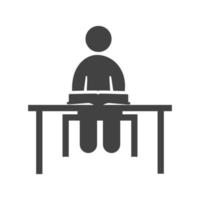 studeren op bureau ii glyph zwart pictogram vector