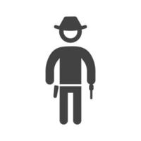 cowboy met pistool glyph zwart pictogram vector